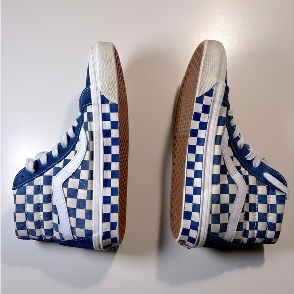 Vans Blue Checkered High-Top Sneakers - Picture 4 of 5